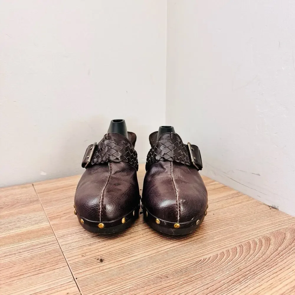 American Eagle Brown Leather Mule Clogs Women’s Size 9